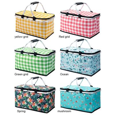 30L Camping Picnic Basket Keep Fresh Folding Thermal Insulated Bag Insulated Cooler Lunch Box Basket Food Carrier for Food Beer