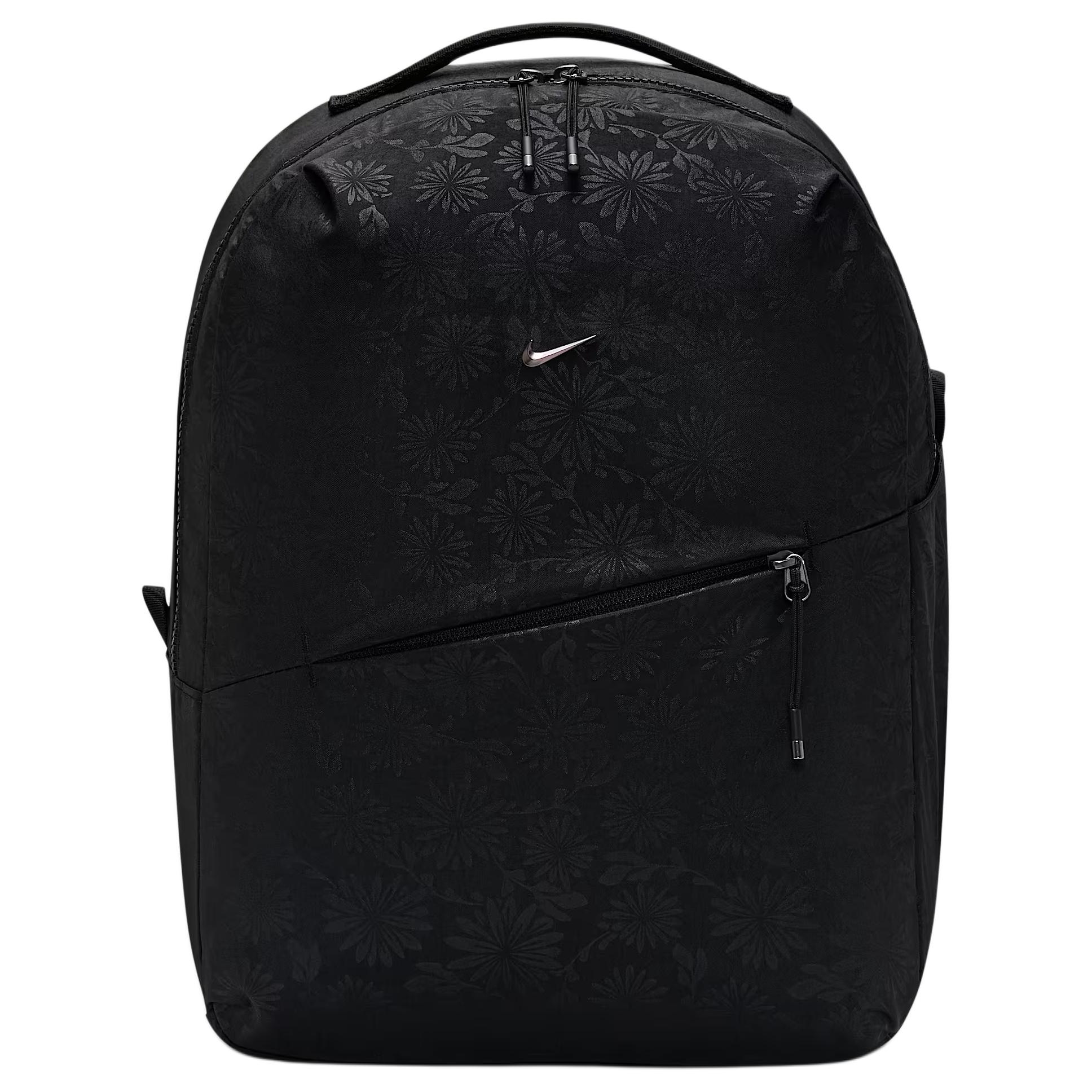 Nike Aura Floral Solid Color Floral Pattern Fabric Backpack Unisex Backpack Black IQ1267-010 Black