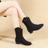 Women's Boots Pointed Toe Chelsea 2024 Autumn and Winter New Wedge Western Cowboy Boots for Women Slip-on Ankle Boots