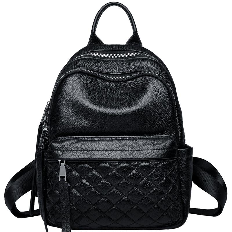 Genuine Leather Backpack for Black Women Full Grain Large Travel Bag Business Designer Necessity New Fashion