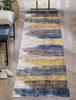 Modern Abstract Runner Rug Blue Grey Oil Paint Texture Floor Mat Artistic Washable Long Carpet for Hallway Kitchen Bedroom Decor