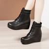 6cm Kleine Größe 32-43 Dicke Sohle Weiches Leder Plateau Keilabsatz Schuhe Stiefeletten 2026 Winter Flexibel Mittlere Absätze Stiefel Büro Mama
