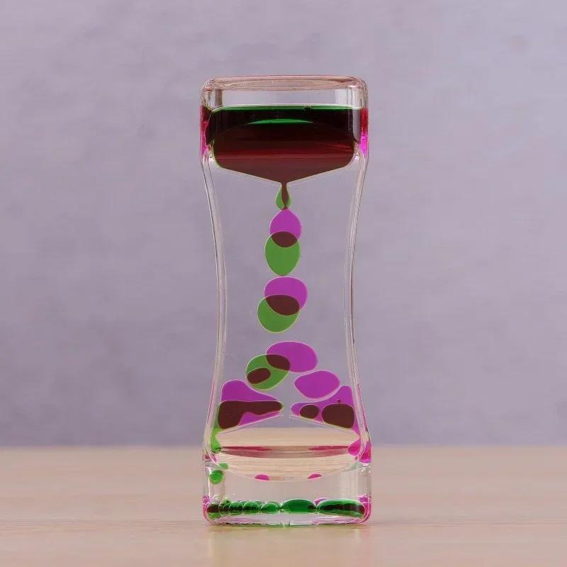 Klepsydra Domowa Timer Mechanizm Zabawka Sensoryczna Dla Dzieci Dorosłych Uwalnianie od Stresu Dekoracja Biurka Biurowego Mieszany Kolor Ruch Płynu Bańki