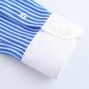 Color Block Striped Faux Silk Long Sleeve Shirt - European & American Style