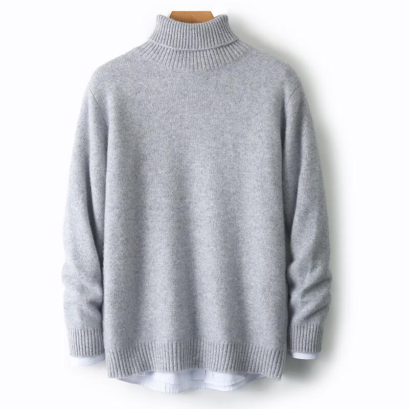 Hengyuanxiang Men's Thickened Pure Wool Turtleneck Sweater