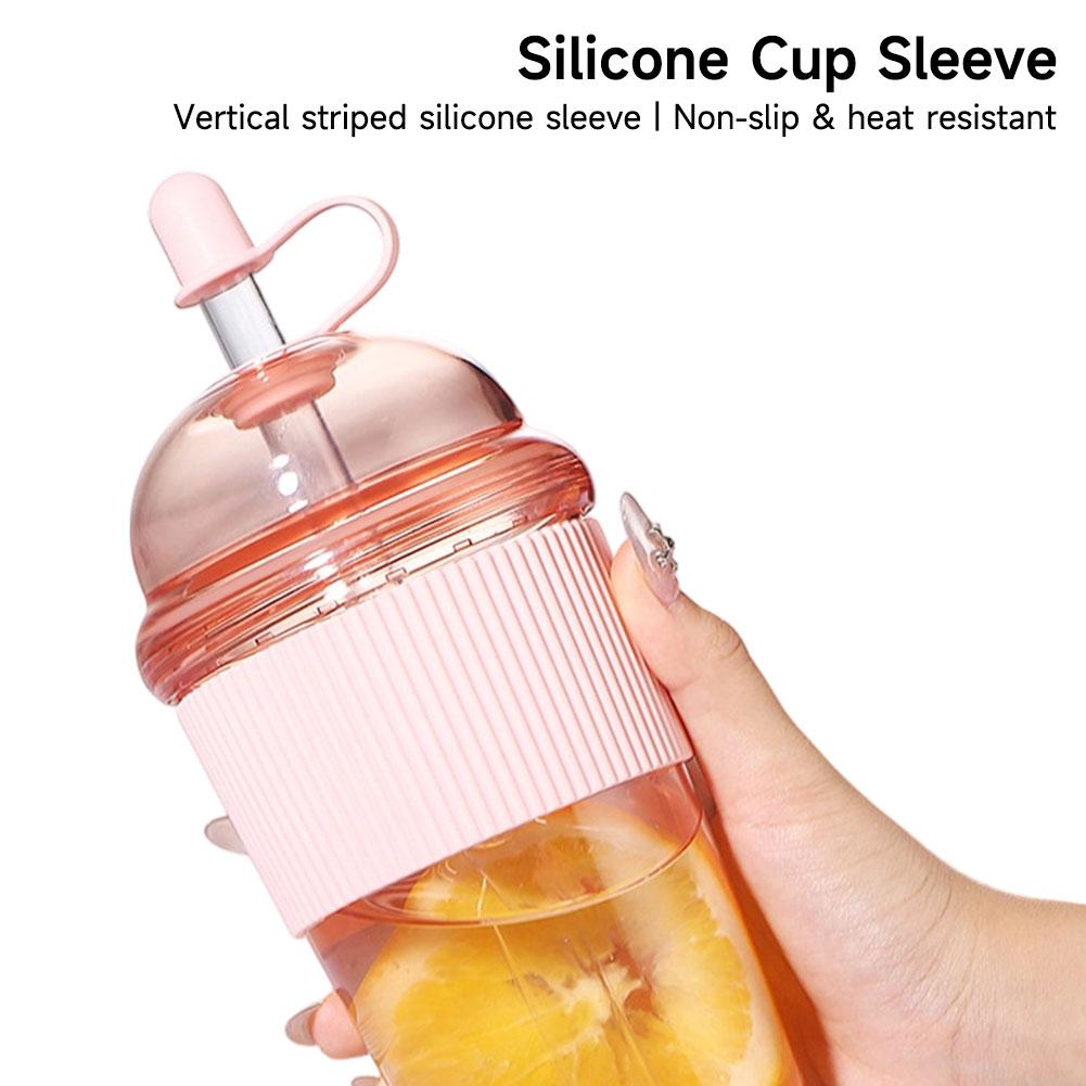 Straw Cup Large Capacity Fashion Boba Milk Tea Jelly Cup with Straw Ins Style Heat Resistant Portable Plastic Drinking Mug