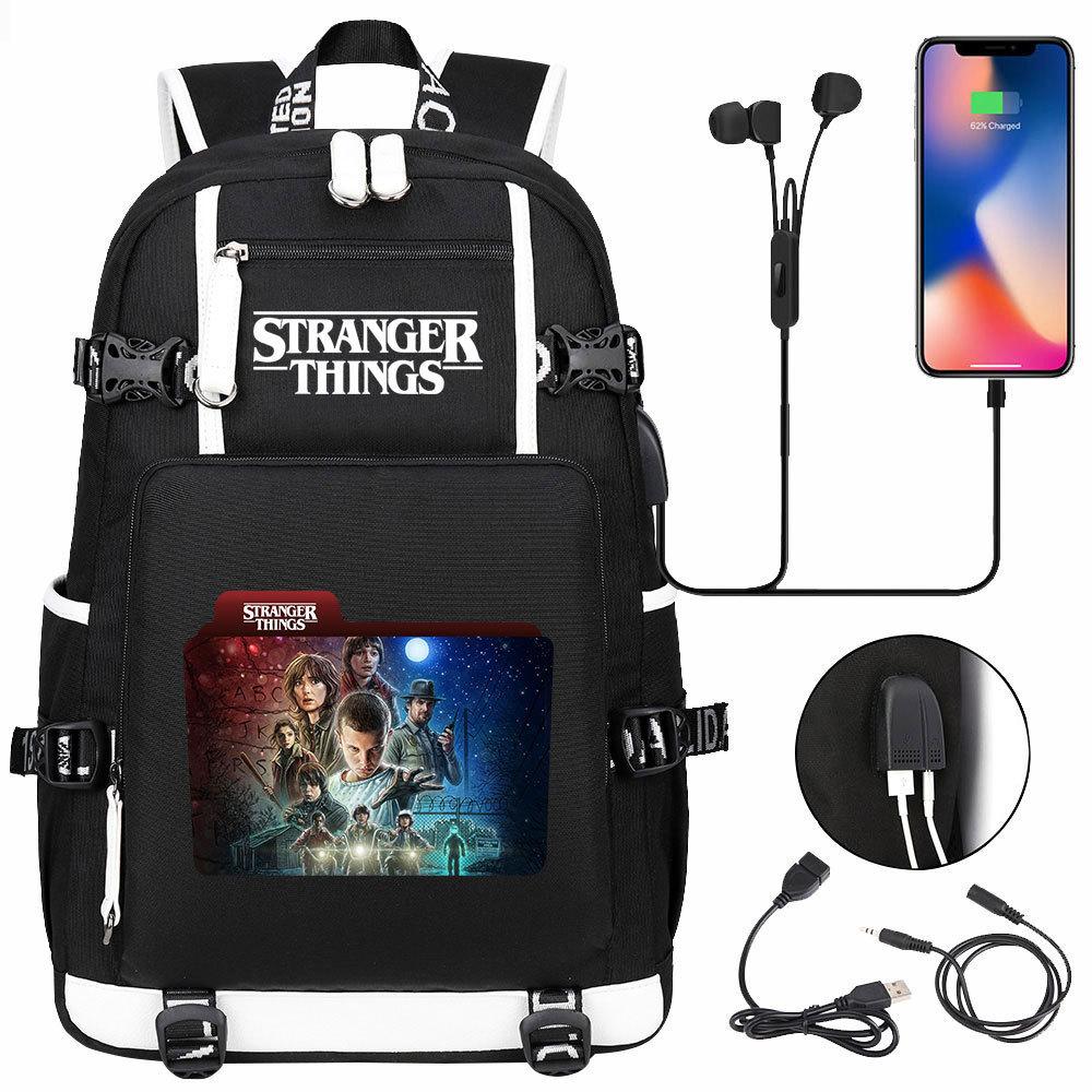 American Tv Stranger Things Printed Usb Youth School Bag Men S And Women S Leisure Travel Backpack 47CMX30CMX15CM
