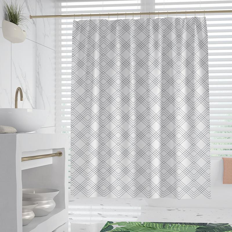 Creative Simple Digital Print Shower Curtain Waterproof Polyester Bathroom Curtain