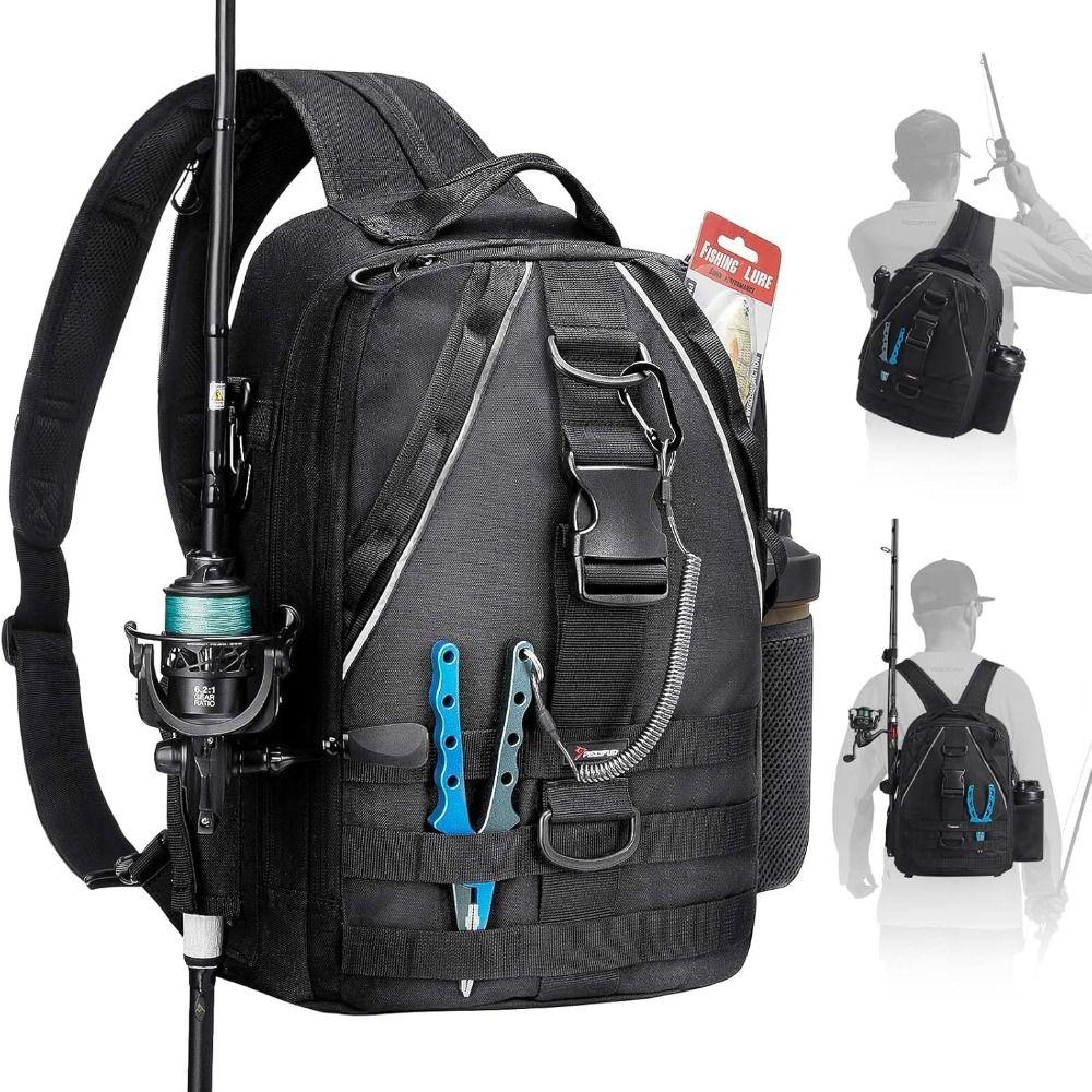 Lightweight Sling Bag with Rod Holder Shoulder Storage Bag New Fishing Gear Bag  Outdoor Fishing