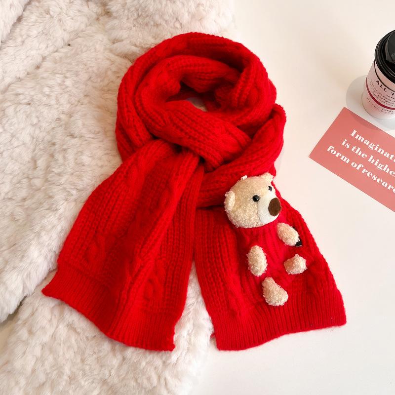 New bear purple scarf women's winter fashion thickened warm knitted scarf student shawl