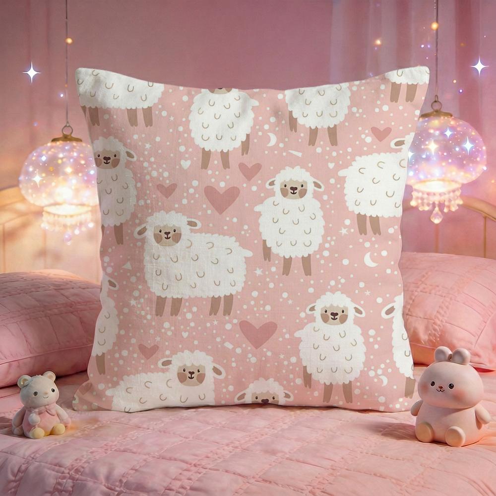 Fluffy Little Sheep Cushion Cover Premium Comfort Reversible Pillow Cove Two in One Design for Any Room  Car Interior