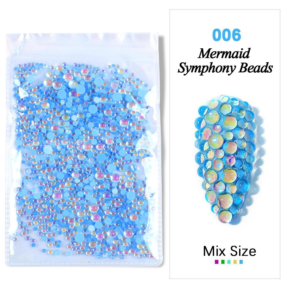 Symphony Nail Art Mermaid Glass Bead Aurora Candy Color Nail Art Trinket Diy Nail Art Nail Drill