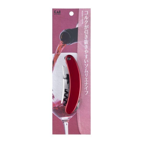 KAI Wine Opener Corkscrew Bottle Opener Sommelier Knife Red DH8221 1 Pc