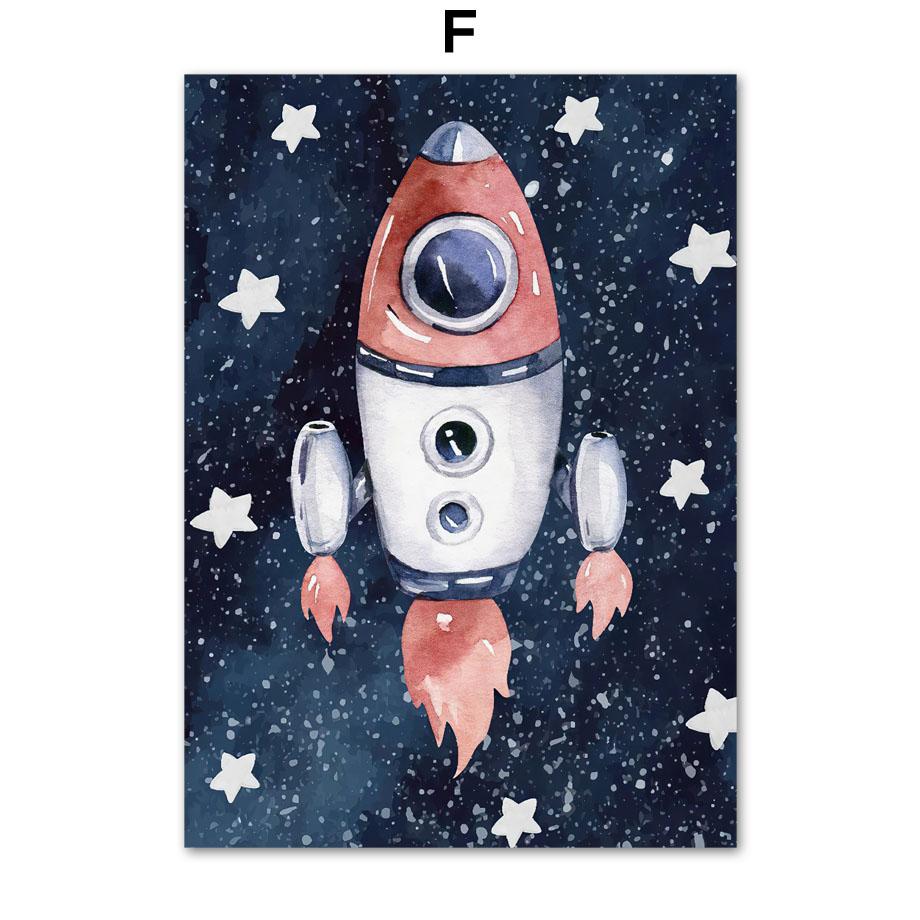 Nursery Wall Art Space Astronaut Rocket Earth Moon Quotes Canvas Painting Nordic Posters And Prints Decor Pictures Baby Boy Room