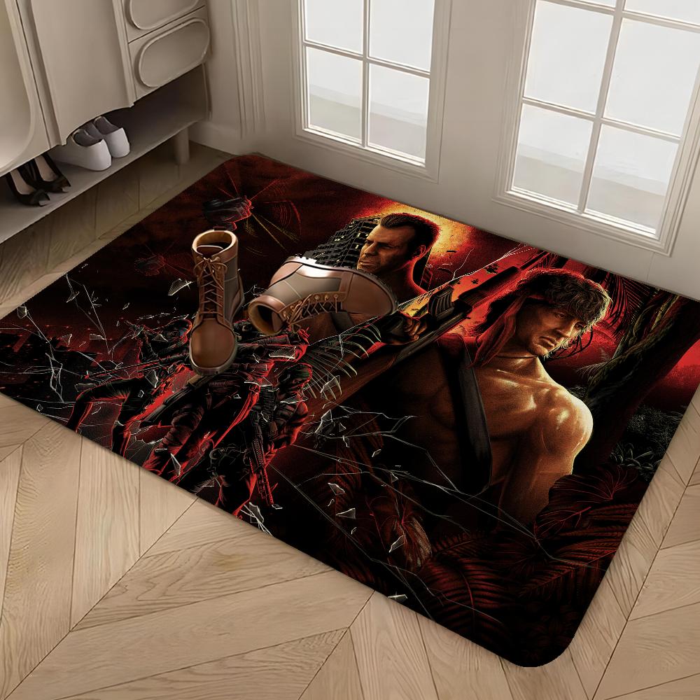 Film Classici First Blood Rambo Tappetino da Pavimento Stile Nordico Tappetino per Ingresso Casa Tappetini per Bagno-WC Tappetino Decorativo per Camera da Letto Hotel