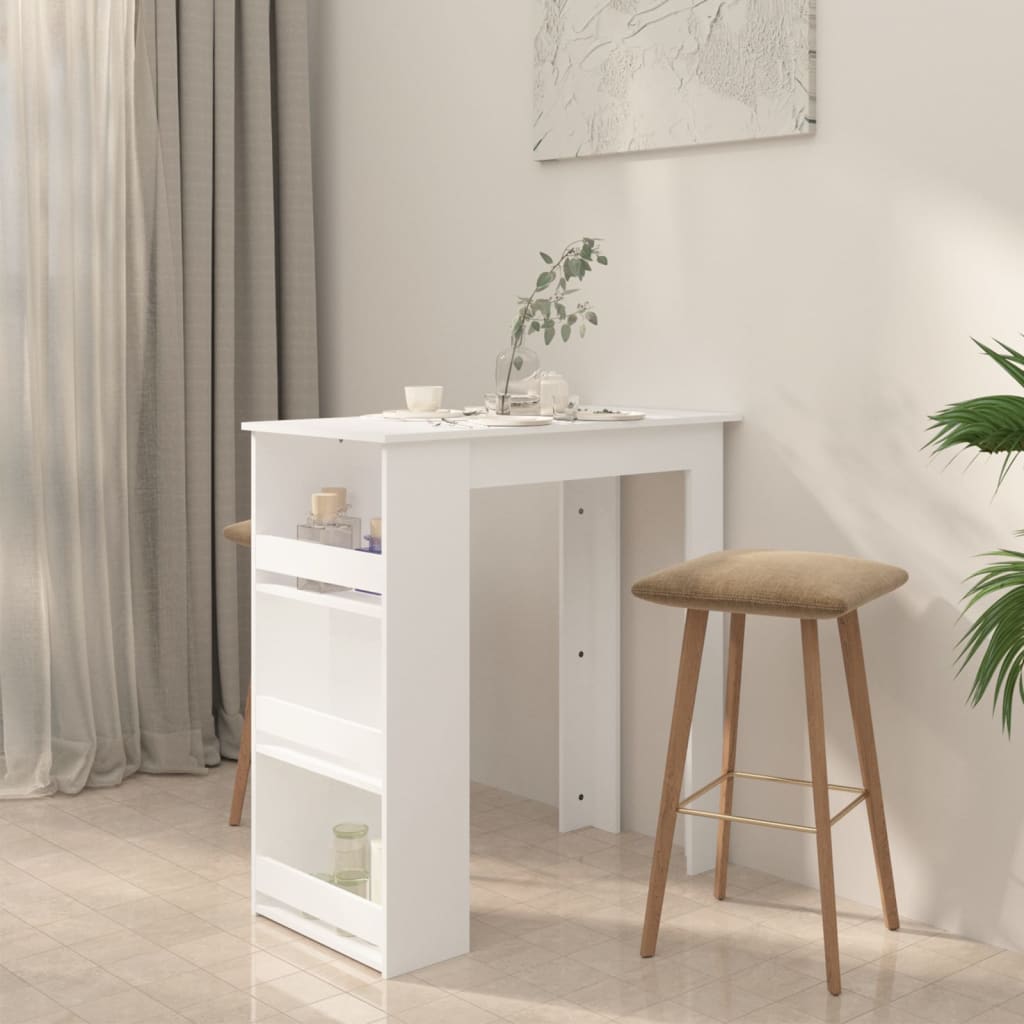 Vidaxl White Bar Table with Shelves, 102X50X103.5 Cm