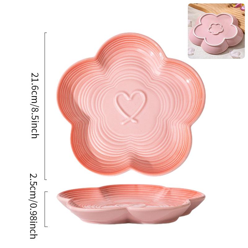 High Temperature Underglaze Ceramic Dinner Plate Gradient Color French Dessert Plate Home Fruit Plate Floral Design