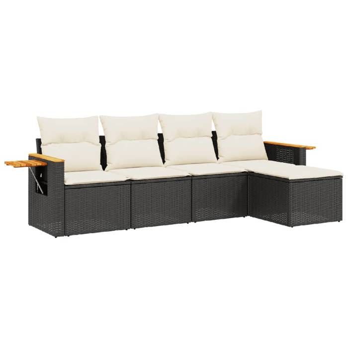 VidaXL Garden Lounge Set with Cushions 5 Pcs, Patio Sofas, Patio Furniture Set, Outdoor Furniture, Black 3259158