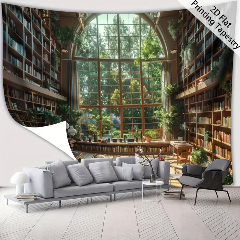 

2D Bright Study Room Backdrop Green Plants Party Decoration Background 47.2x31.5inch/120*80cm