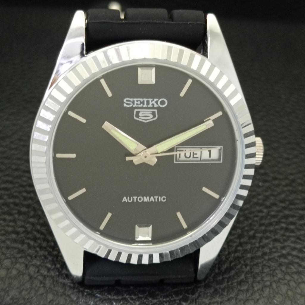 REFURBISHED SEIKO 5 AUTOMATIC 6309A JAPAN MENS VINTAGE BLACK WATCH A701688-5 R206c-a701688