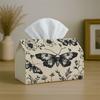 1pc Party Tissue Box,Vintage Naturalist Engraving,Multifunctional Tissue Holder,Butterfly Insect Botanical Black&White,Outdoor Party Supplies, Everyda