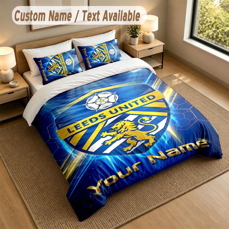 Bedding Set 1 Duvet Cover 2 Pillowcases Leeds United Print Soft Bed Linen Bedroom Decor