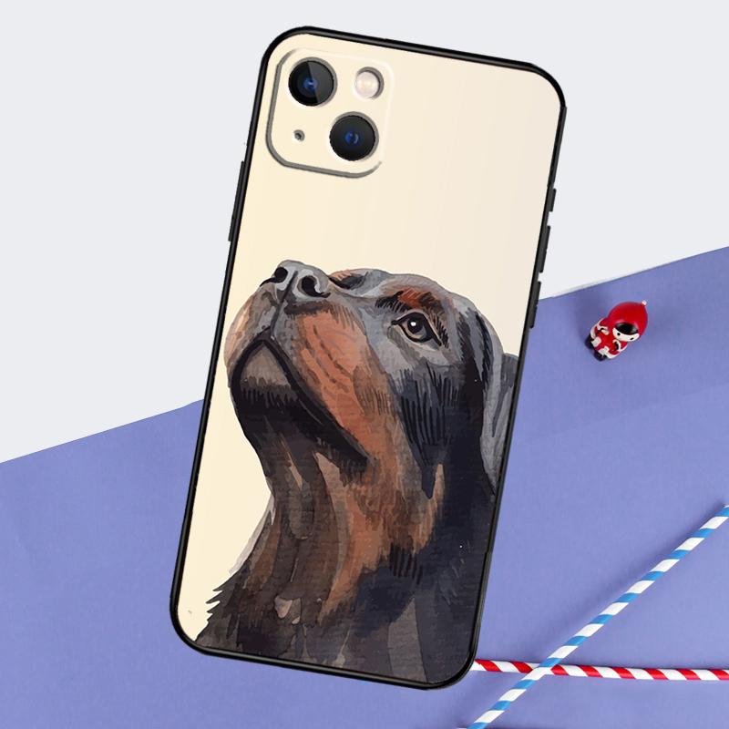 

Cartoon Rottweiler Dog Phone Case For iPhone 16 15 Pro Max 12 13 Mini 11 14 Pro Max XR 16 15 Plus 16e Cover Coque iPhone 16 Plus