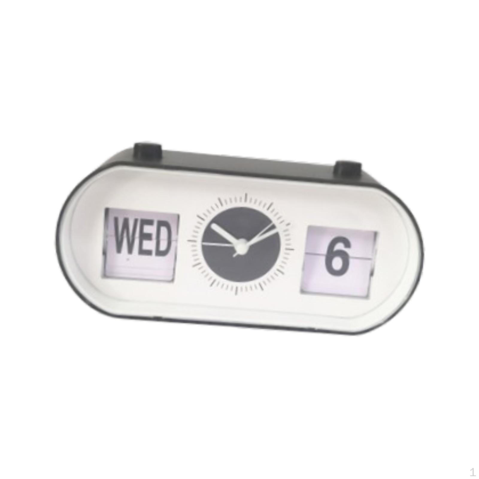 

Ручной перекидной календарь аналоговых настольных часов с будильником для офиса White Clock hands