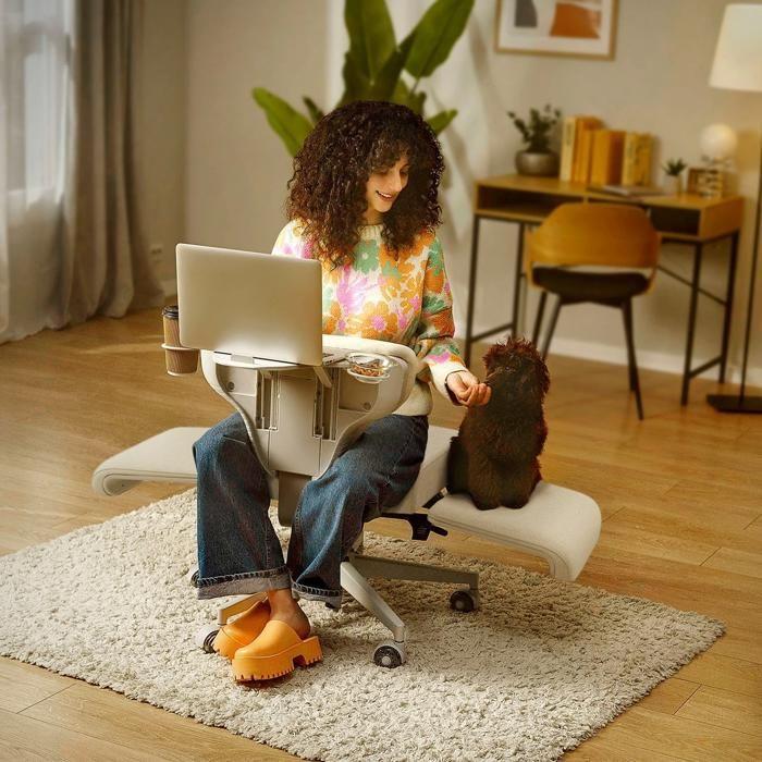 Chaise multi-positions Newtral Freedom-X-PRO avec accoudoirs, couleur lait abricot