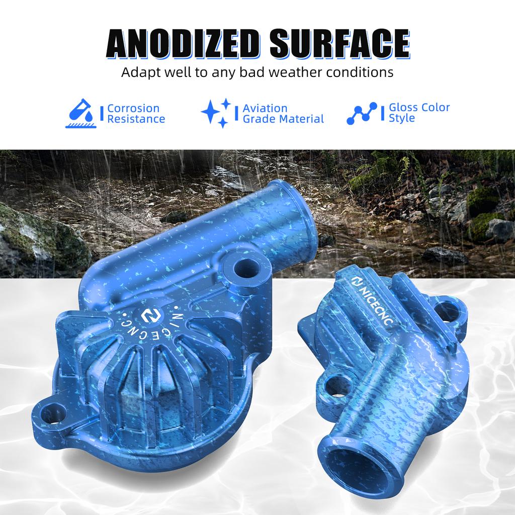 NICECNC ATV Water Pump Inlet Outlet Cover Kit For Yamaha Raptor 700 2006-2024 Raptor 700R 2009 2011-2024 Faster Cooling Set