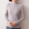 Cashmere Ribbed Slim-Fit Sweater: Warm, Thick Half-High Collar Knitwear for Autumn & Winter