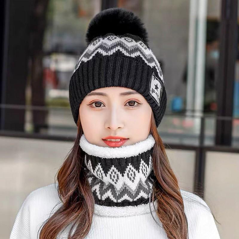 Women s Winter Wool Hat & Fleece Gaiter: Versatile, Windproof, & Warm for Cycling чёрный