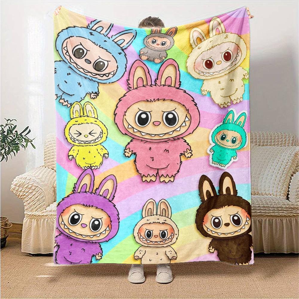 Kawaii Bubu Print Flannel Blanket High Quality Warm Comfortable Cover for All Seasons Perfect for Gifts Home Decor