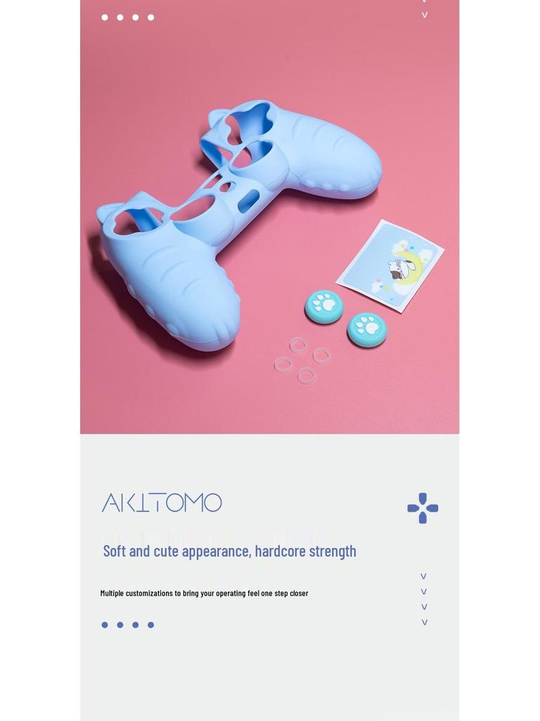 Cartoon Cute Silicone PS4 Controller Case with Joystick Caps, Stickers & Anti-Dust Ring