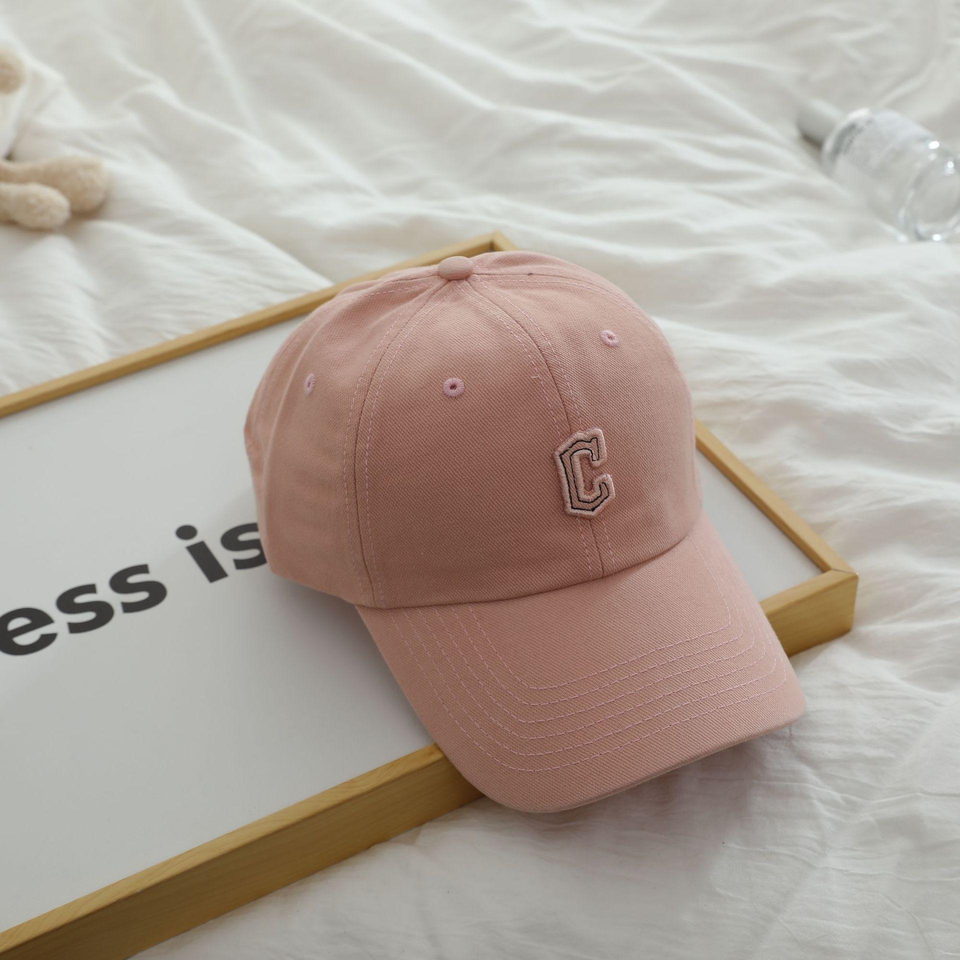 

Бейсболка с вышитой буквой C для пар на открытом воздухе, мужская и женская, солнцезащитная шляпа для студентов на все времена года M（56-58cm）