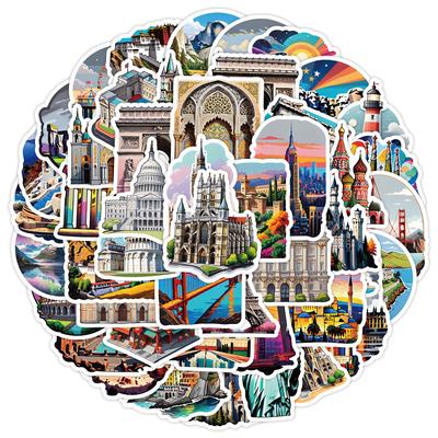 50 Pieces of Graffiti Stickers Featuring Tourist Attractions In The Nordic World, Suitable for Water Cups and Computers, Waterproof