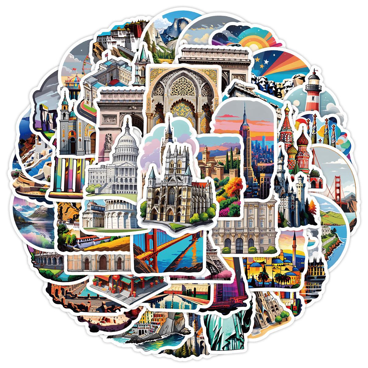 

50 Pieces of Graffiti Stickers Featuring Tourist Attractions In The Nordic World, Suitable for Water Cups and Computers, Waterproof