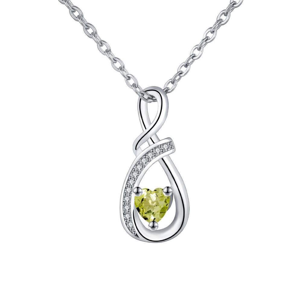 Birthstone Accent Infinity Heart Necklace Zircon Inlay Fashion Necklace Birthday Anniversary Gift