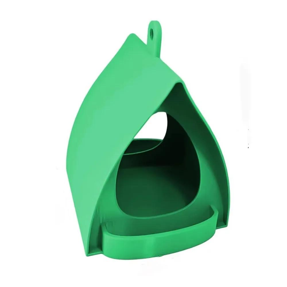 Großer Hängender Vogelfutterspender Kunststoff Hütte Form Vogelhaus Oberer Haken Regenfestes Dach Lebensraum für Wildtiere Außen Garten