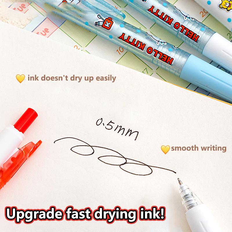 3Pcs/Box Kawaii Kuromi Melody Pressing Gel Pens Set Cute Cartoon 0.5Mm Black Ink Neutral Pens Student Stationery Office Supplies