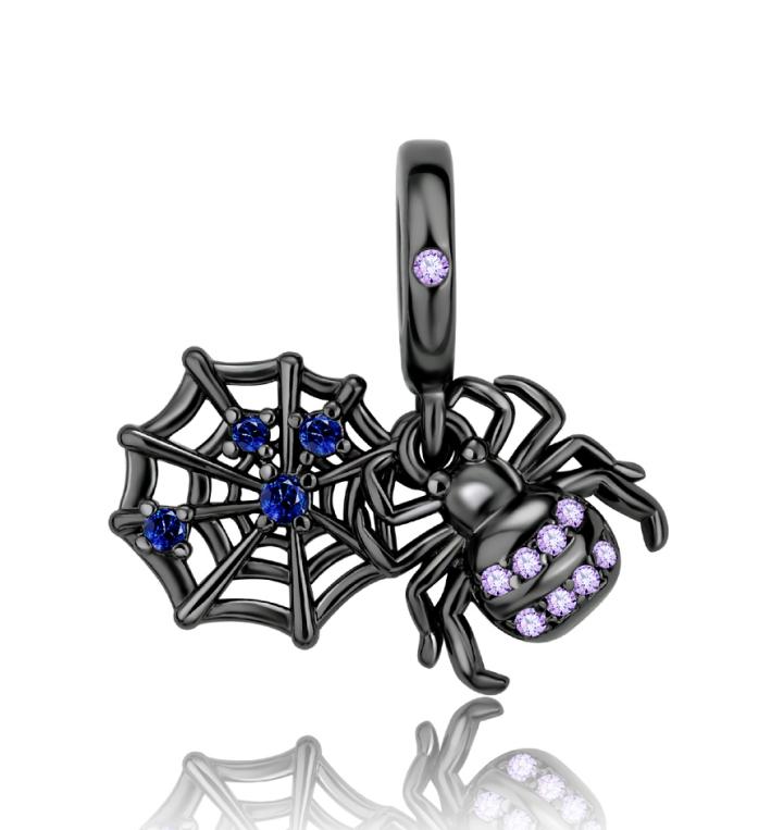 Black Spider Skeleton Charm Bead Components Skeleton Cat Poker Bead Component Pendant Bead Component Compatible With Copper Metal Authentic Original