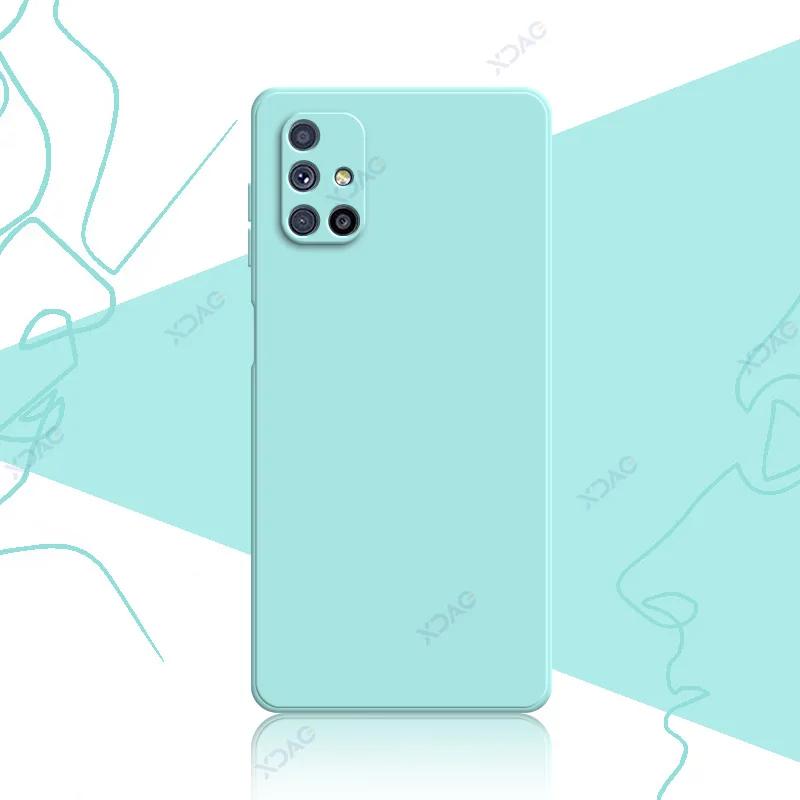 Mobile Phone Case for Samsung Galaxy M51 SamsungM51 360 Soft Luxury Square Liquid Silicone Back Cover Anti-fall Coque