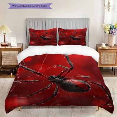 Spider Pattern Bedding Quilt Set Quilt Cover Pillowcase Home Decoration Birthday Gift (1 * Duvet Cover + 2 * Pillowcase, Without Core)