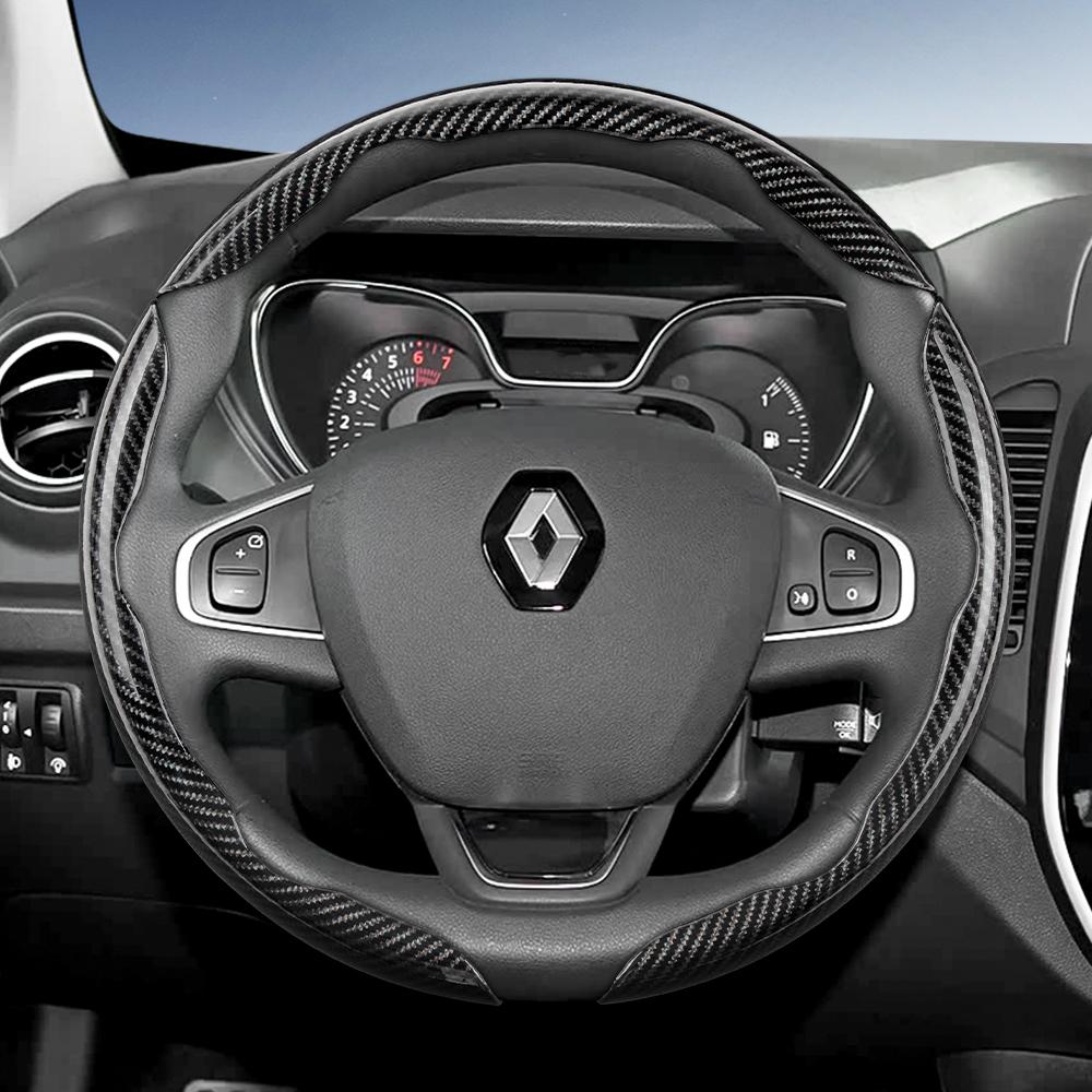 EXHN9 Suitable for Renault Carbon Fiber Texture Steering Wheel Cover with Segmented Quick-Release Design Sandero Clio Duster 