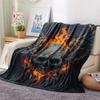 Winged Skull  Print Flannel Blanket, High Quality Comfortable for All Seasons, Home Decor, Warmth and Comfort