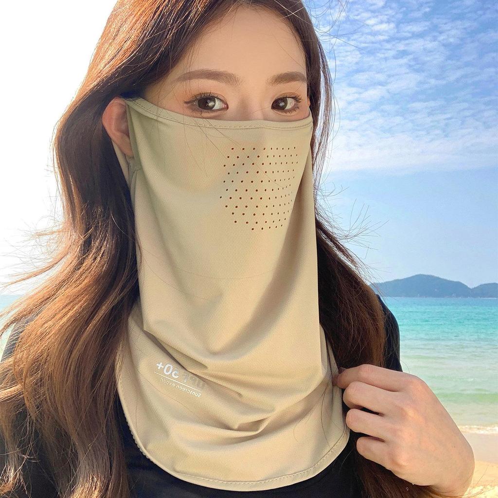 Unisex Ice Silk Face Veil: Breathable UV Protection for Summer Cycling, Driving, and Neck Sunshade.