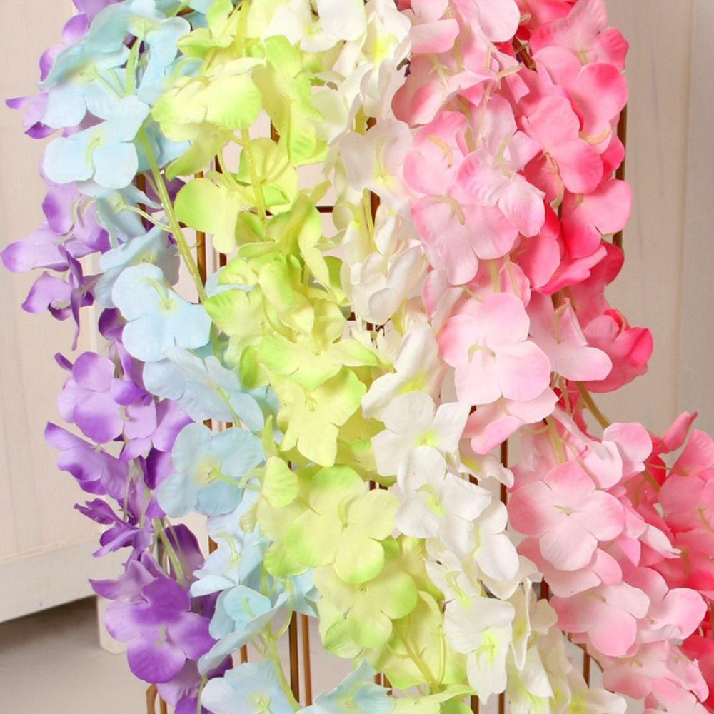 Silk Flower Artificial Wisteria Green Leaves Fake Flowers Silk Orchid 2M Length Artificial Orchid Flowers Wedding Decoration