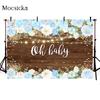 Mocsicka Oh Baby Photography Background Flowers Wood Board Lighting Decoration Style  Shower Photo Backdrop Props Studio