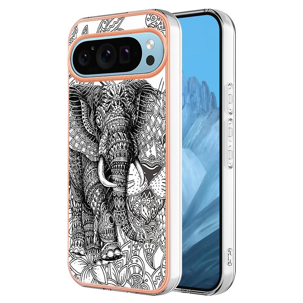 

YB IMD Series-19 Style-D For Google Pixel 9/Pixel 9 Pro TPU Case Electroplating IMD Slim Phone Cover Totem Elephant