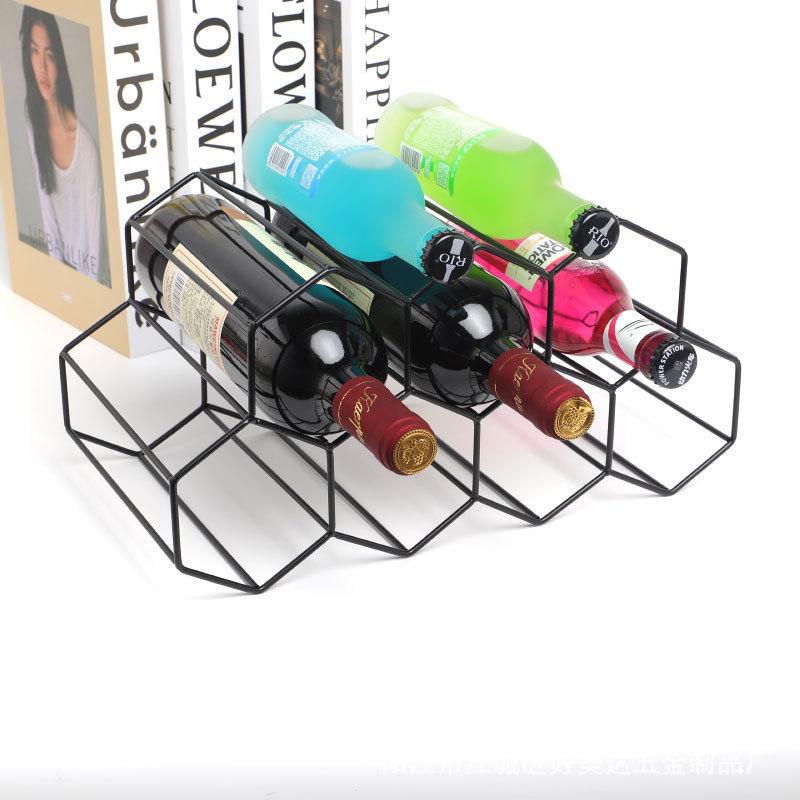 Nordic Black Iron Twotier Wine Holder With Seven Slots For Home Bar Organization
